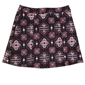 Divided Patterned Skirt With A Zipper Up The Back